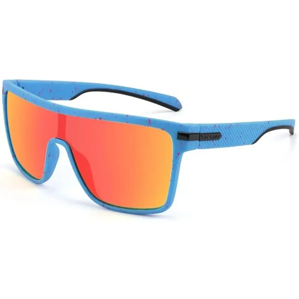 3 Pack Flat Top TR90 Polarized Sports Mens Sunglasses- Blue, Black & Yellow